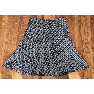 Jones New York Collection Silk Skirt Black White Geometric Print Size 10  A52